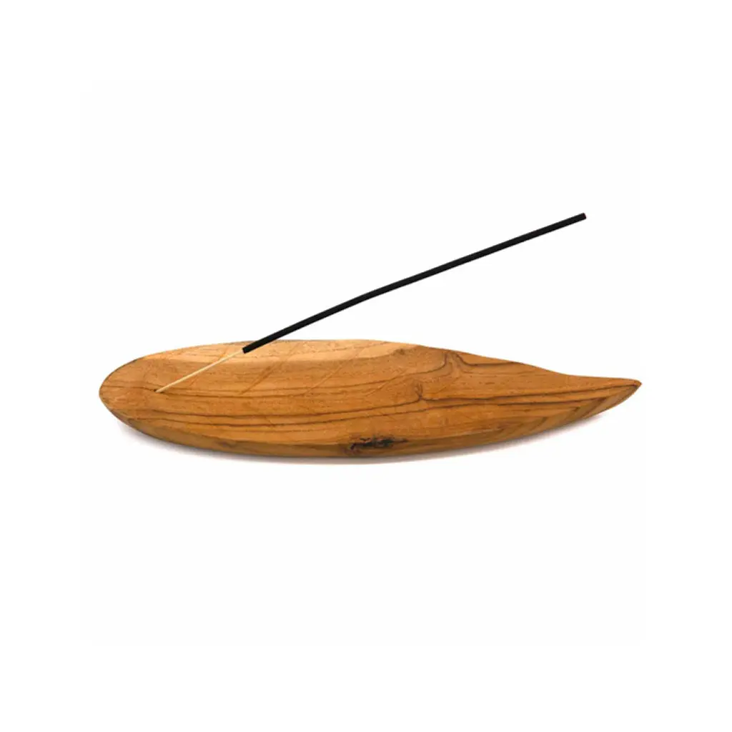 Wooden leaf incense holder