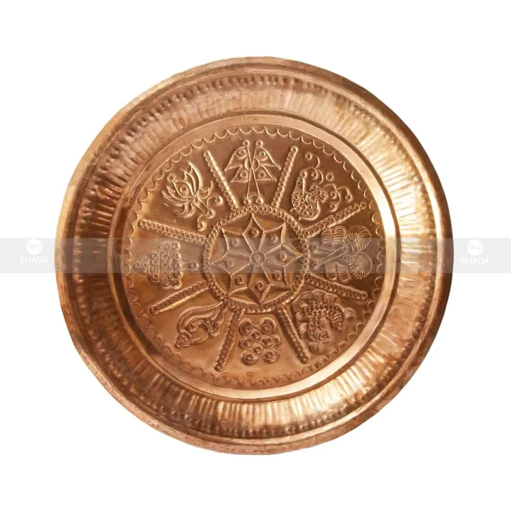 Copper ( Tama) pujathali asthamangal 6 inch