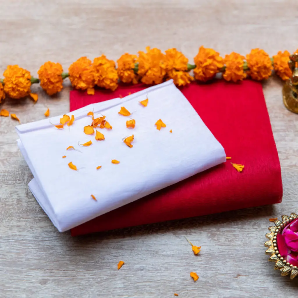 Cotton cloth red+ white ( dwoja)