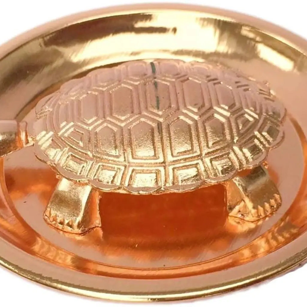 Copper plated charan paduka with tray