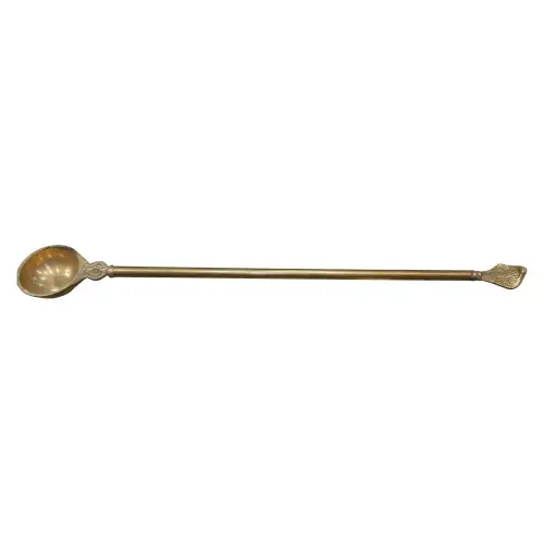 Brass hawan spoon with unique handle